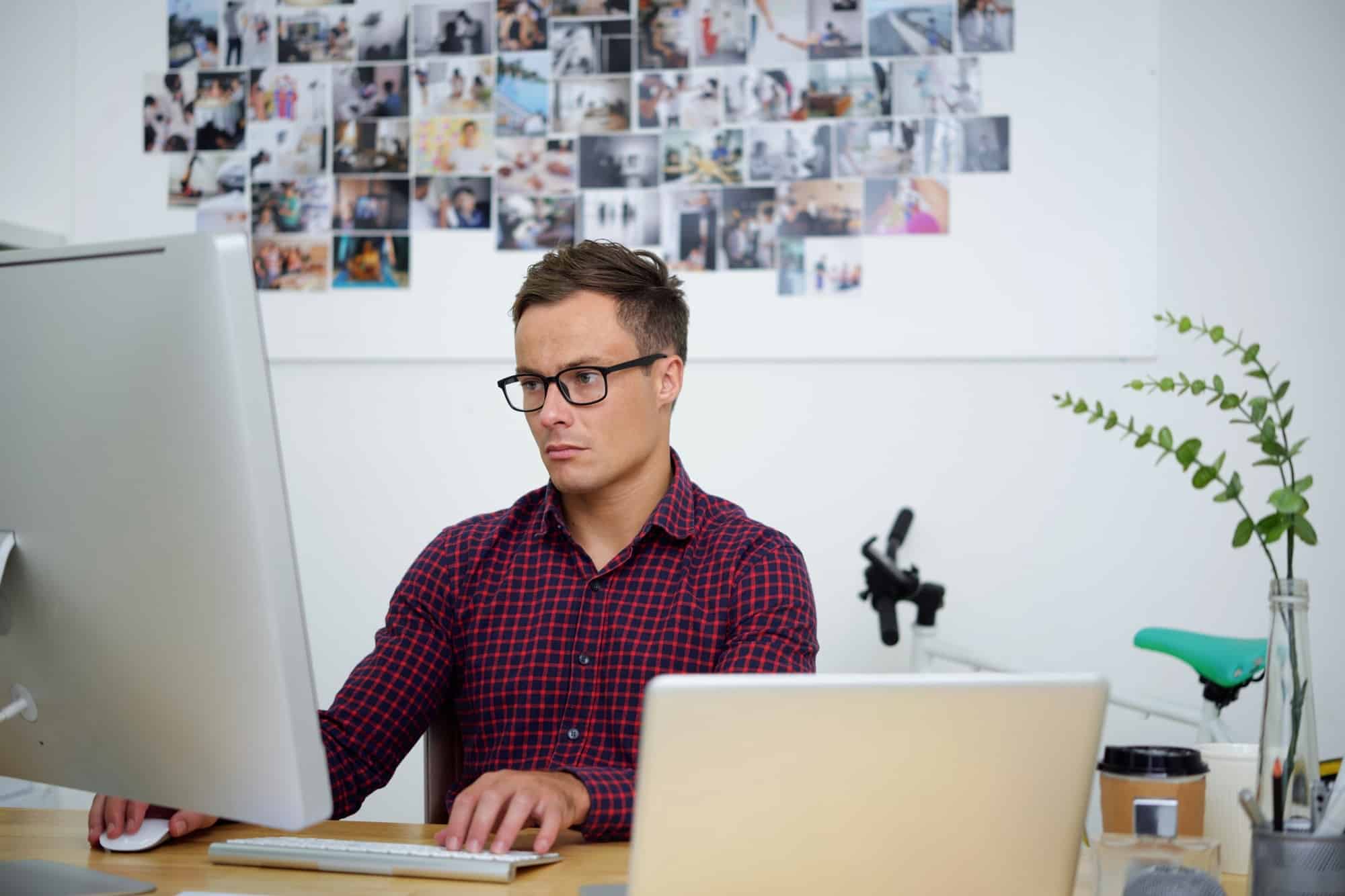 Editor at his computer