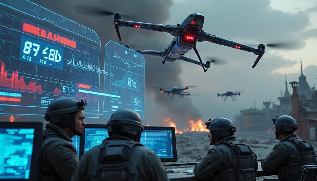 découvrez comment l'intelligence artificielle transforme le paysage des conflits armés en augmentant la létalité des guerres de drones. analyse des implications de ce phénomène déjà en cours et des enjeux éthiques qui en découlent.