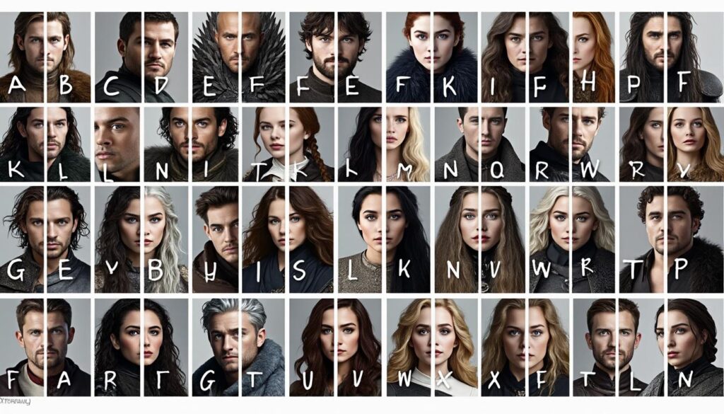 Liste alphabétique des acteurs de Game of Thrones et leurs rôles célèbres découvrez la liste alphabétique complète des acteurs de game of thrones et leurs rôles emblématiques dans la série culte.