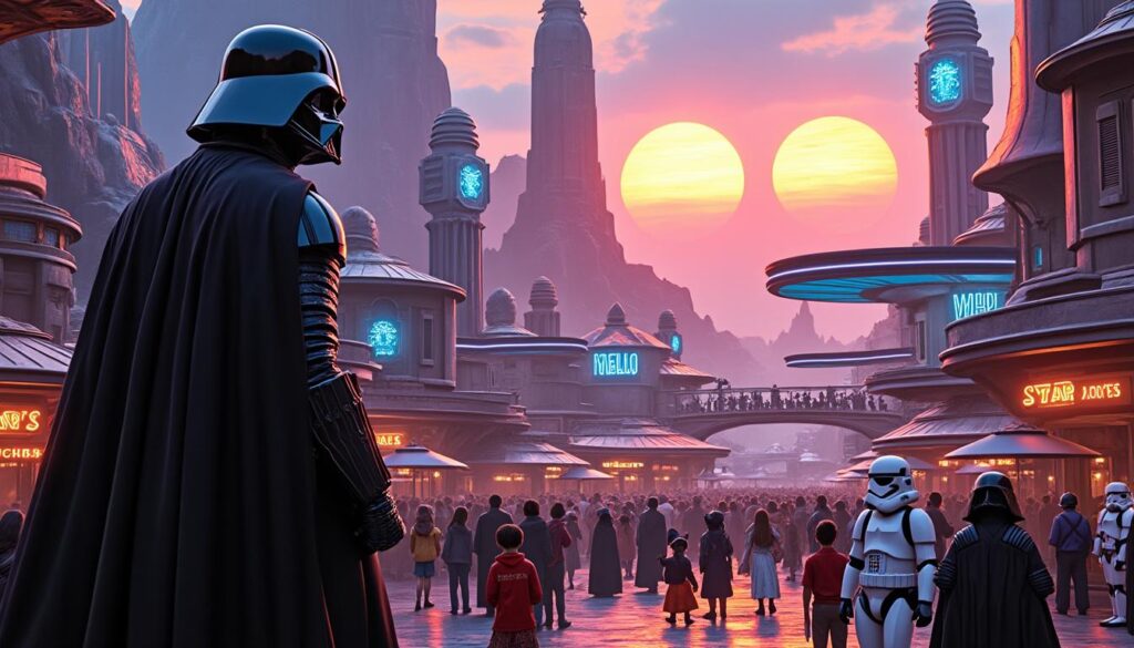 découvrez comment star wars : galaxy’s edge réinvente l'univers en introduisant dark vador dans le parc à thème, chamboulant ainsi le canon officiel de l’ère des suites.